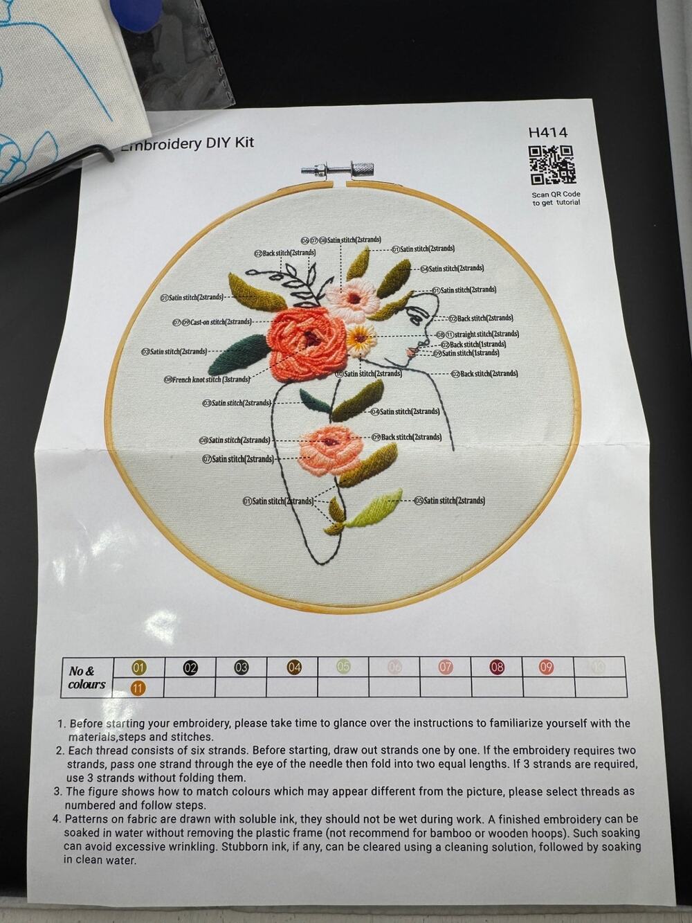 New Embroidery Kit - Woman Outline with Floral Pattern, H414